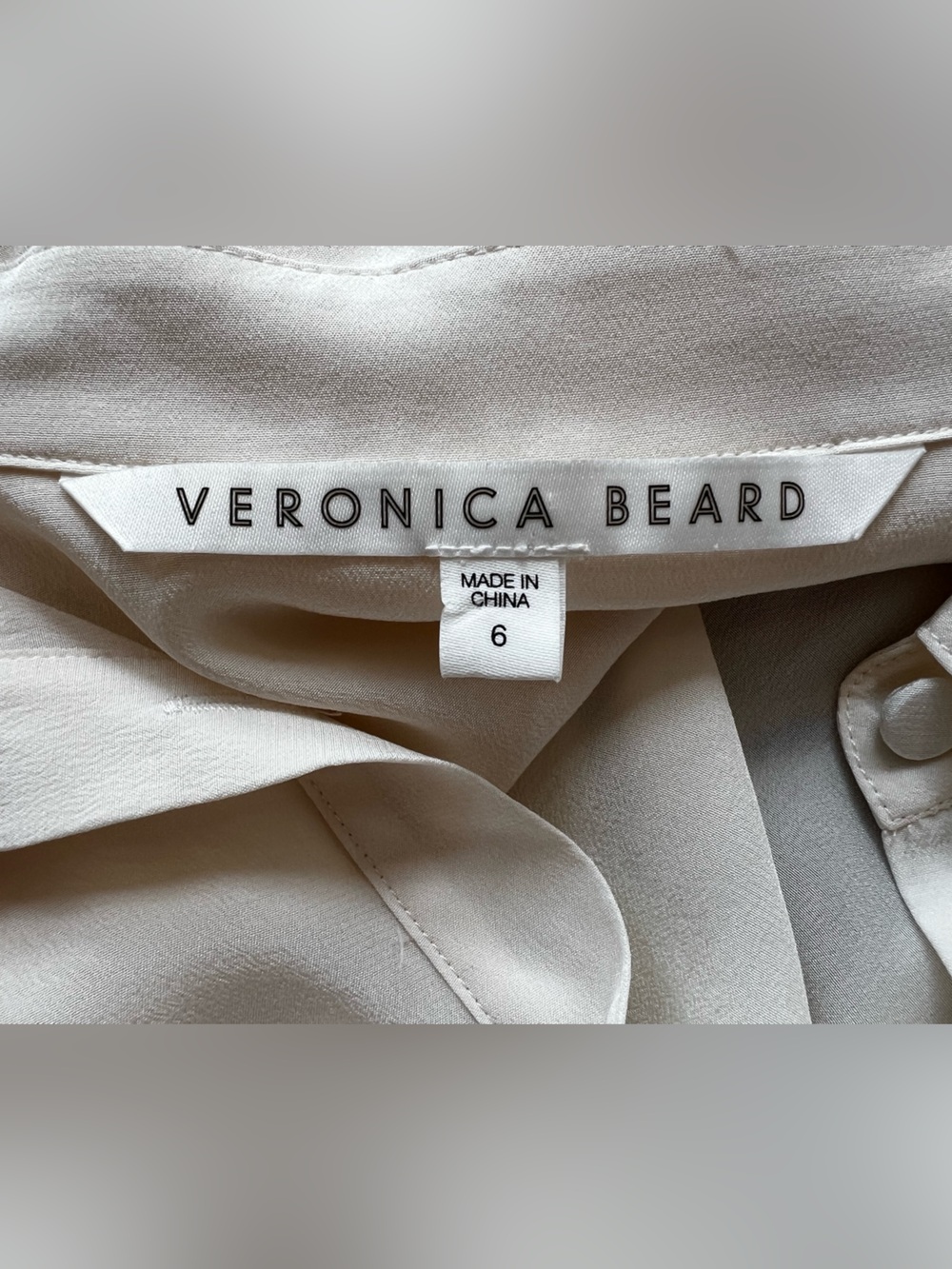 Veronica Beard Pipes & Shaw silk Carmine puff drawstring sleeve blouse size 6 - Picture 5 of 7